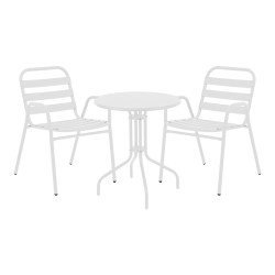 Τραπεζαρία Vergo-Sussie  σετ 3τεμ λευκό μέταλλο Φ60x70εκ