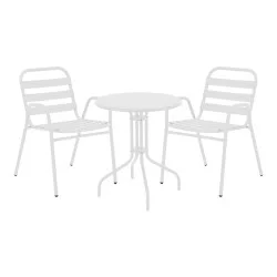 Τραπεζαρία Vergo-Sussie  σετ 3τεμ λευκό μέταλλο Φ60x70εκ