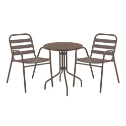 Τραπεζαρία Vergo-Sussie  σετ 3 τεμ καφέ μέταλλο Φ60x70εκ