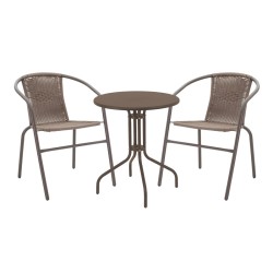 Τραπεζαρία Vergo-Obbi  3τεμ καφέ μέταλλο Φ60x70εκ