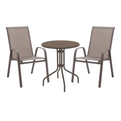 Τραπεζαρία Vergo-Calan  σετ 3τεμ καφέ μέταλλο Φ60x70εκ