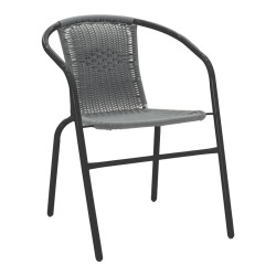 Τραπεζαρία Valor-Obbi  σετ 5τεμ μέταλλο μαύρο-γυαλί-pe γκρι 110x60x70εκ