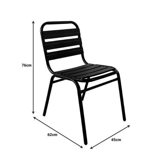 Τραπεζαρία Valor-Sussie  σετ 5τεμ μέταλλο μαύρο-γυαλί 110x60x70εκ