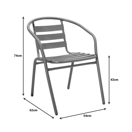 Τραπεζαρία Valor-Tade  σετ 5τεμ μέταλλο ανθρακί-γυαλί 110x60x70εκ