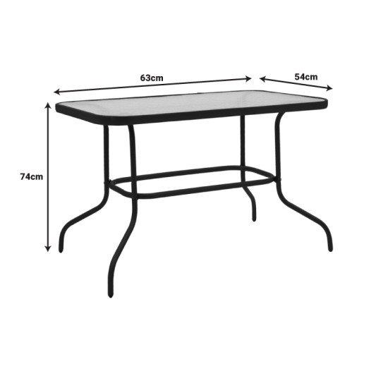 Τραπεζαρία Valor-Lindaria  σετ 5τεμ μέταλλο ανθρακί-γυαλί-pe rattan 110x60x70εκ