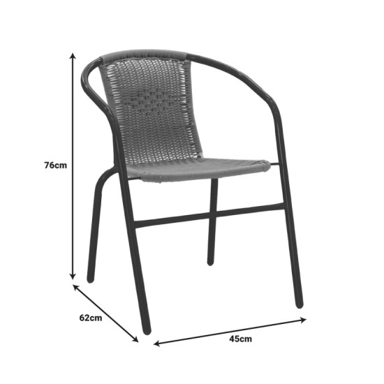 Τραπεζαρία Obbi-Ensure  5τεμ μέταλλο-γυαλί σε μαύρη απόχρωση 140x80x70εκ