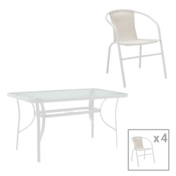 Τραπεζαρία Obbi-Ensure  5τεμ μέταλλο-γυαλί σε λευκή απόχρωση 120x70x70εκ