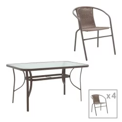 Τραπεζαρία Ensure-Obbi  5τεμ μέταλλο σε καφέ απόχρωση 140x80x70εκ