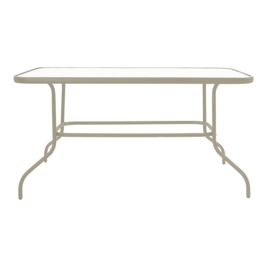 Τραπεζαρία Valor-Lindaria  σετ 5τεμ μέταλλο σε σαμπανιζέ και pe rattan σε φυσική απόχρωση 110x60x70εκ