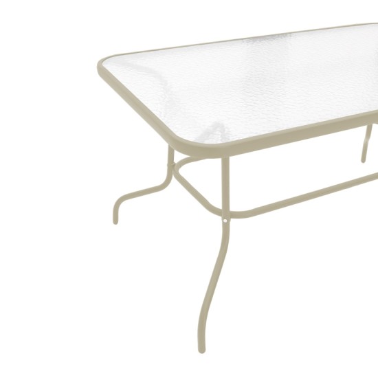 Τραπεζαρία Valor-Lindaria  σετ 5τεμ μέταλλο σε σαμπανιζέ και pe rattan σε φυσική απόχρωση 110x60x70εκ