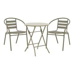 Τραπεζαρία Albero-Tade  3τεμ μέταλλο σε σαμπανιζέ απόχρωση Φ60x70εκ