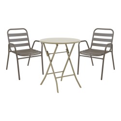 Τραπεζαρία Albero-Sussie  3τεμ μέταλλο σε σαμπανιζέ απόχρωση Φ60x70εκ