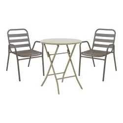 Τραπεζαρία Albero-Sussie  3τεμ μέταλλο σε σαμπανιζέ απόχρωση Φ60x70εκ