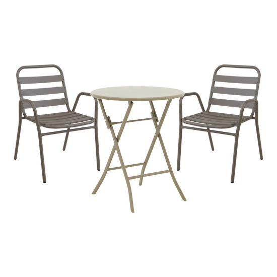 Τραπεζαρία Albero-Sussie  3τεμ μέταλλο σε σαμπανιζέ απόχρωση Φ60x70εκ