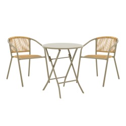 Τραπεζαρία Albero-Lindaria  3τεμ μέταλλο σε σαμπανιζε απόχρωση Φ60x70εκ