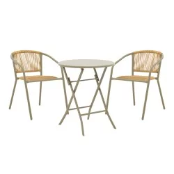 Τραπεζαρία Albero-Lindaria  3τεμ μέταλλο σε σαμπανιζε απόχρωση Φ60x70εκ