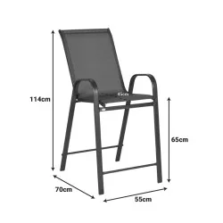 Σκαμπό μπαρ μεσαίου ύψους Calan  μέταλλο-textilene σε ανθρακί απόχρωση 55x70x114εκ