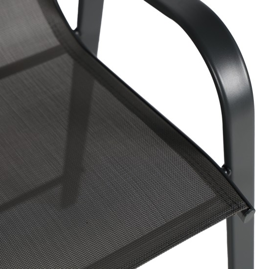 Σκαμπό μπαρ μεσαίου ύψους Calan  μέταλλο-textilene σε ανθρακί απόχρωση 55x70x114εκ