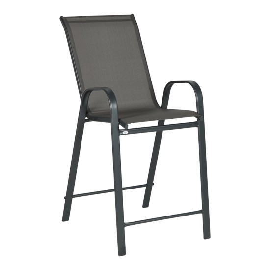 Σκαμπό μπαρ μεσαίου ύψους Calan  μέταλλο-textilene σε ανθρακί απόχρωση 55x70x114εκ