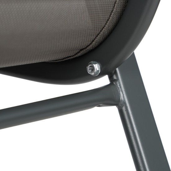 Σκαμπό μπαρ μεσαίου ύψους Calan  μέταλλο-textilene σε ανθρακί απόχρωση 55x70x114εκ