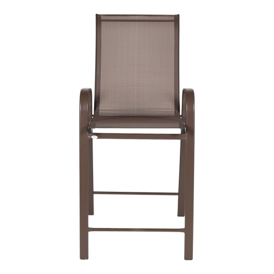 Σκαμπό μπαρ μεσαίου ύψους Calan  σκούρο καφέ μέταλλο-textilene σε καφέ απόχρωση 55x70x114εκ