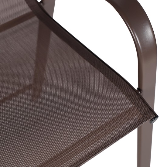 Σκαμπό μπαρ μεσαίου ύψους Calan  σκούρο καφέ μέταλλο-textilene σε καφέ απόχρωση 55x70x114εκ