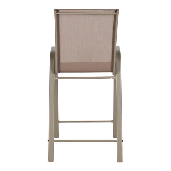 Σκαμπό μπαρ μεσαίου ύψους Calan  σαμπανιζέ μέταλλο-textilene σε ανοιχτή καφέ απόχρωση 55x70x114εκ