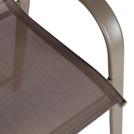 Σκαμπό μπαρ μεσαίου ύψους Calan  σαμπανιζέ μέταλλο-textilene σε ανοιχτή καφέ απόχρωση 55x70x114εκ