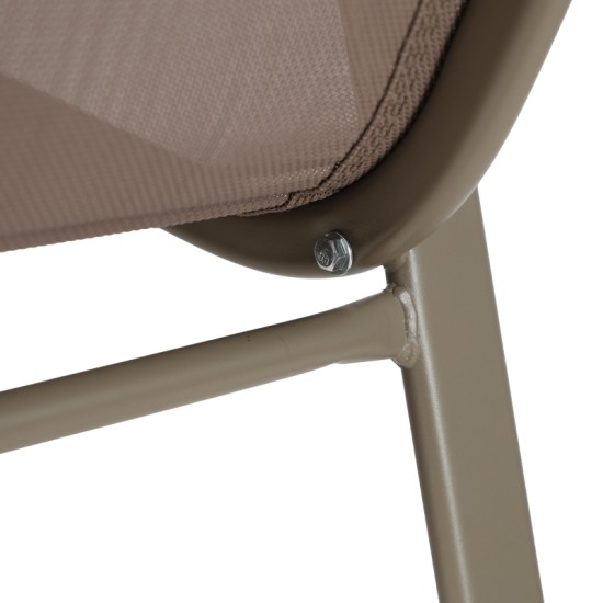 Σκαμπό μπαρ μεσαίου ύψους Calan  σαμπανιζέ μέταλλο-textilene σε ανοιχτή καφέ απόχρωση 55x70x114εκ