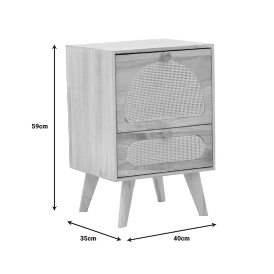 Κομοδίνο Finian  ξύλο σε φυσική απόχρωση 40x35x59εκ Model: 135-000018