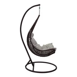 Κούνια Soleil  κρεμαστή μέταλλο καφέ-pp καφέ-μαξιλάρι μπεζ 103x83x200εκ