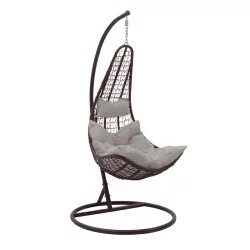 Κούνια Soleil  κρεμαστή μέταλλο καφέ-pp καφέ-μαξιλάρι μπεζ 103x83x200εκ