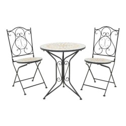 Τραπεζαρία Sellis  σετ 3τεμ μωσαικό-μέταλλο μαύρο