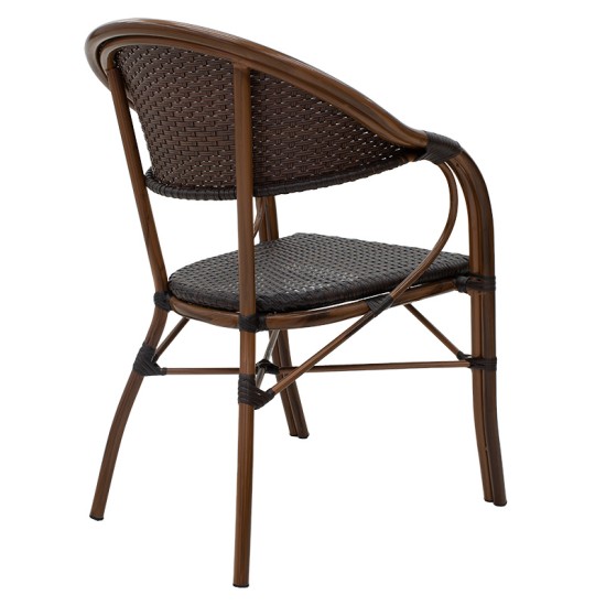 Πολυθρόνα Paula pakoworld μέταλλο-pe rattan καφέ Model: 140-000029