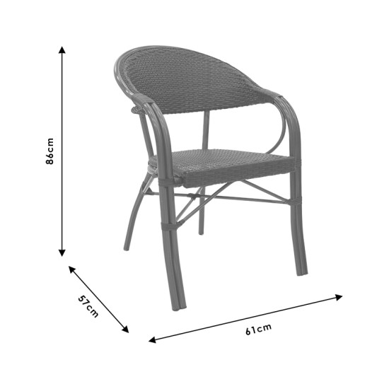 Πολυθρόνα Paula pakoworld μέταλλο-pe rattan καφέ Model: 140-000029