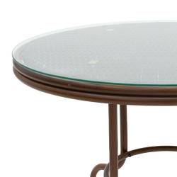 Τραπέζι Paula  μέταλλο-pe rattan καφέ Φ60x60εκ Model: 140-000030