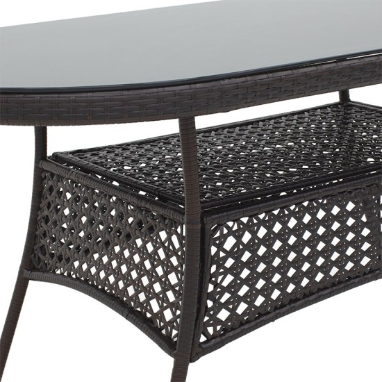 Τραπέζι Cellin pakoworld μέταλλο-pe rattan καφέ 160x80x77εκ Model: 140-000037