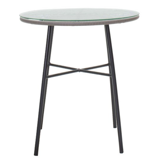 Τραπέζι Gaus pakoworld μέταλλο μαύρο-pe γκρι-γυαλί Φ70x74εκ Model: 140-000041