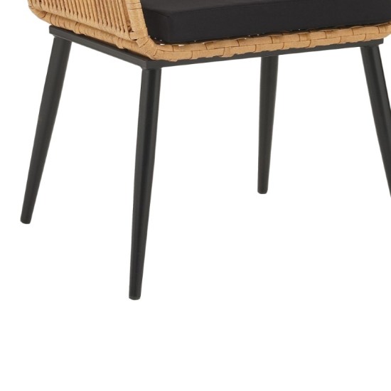 Πολυθρόνα Tanish pakoworld rattan φυσικό-πόδι μαύρο μέταλλο 58x58.5x87εκ Model: 140-000055