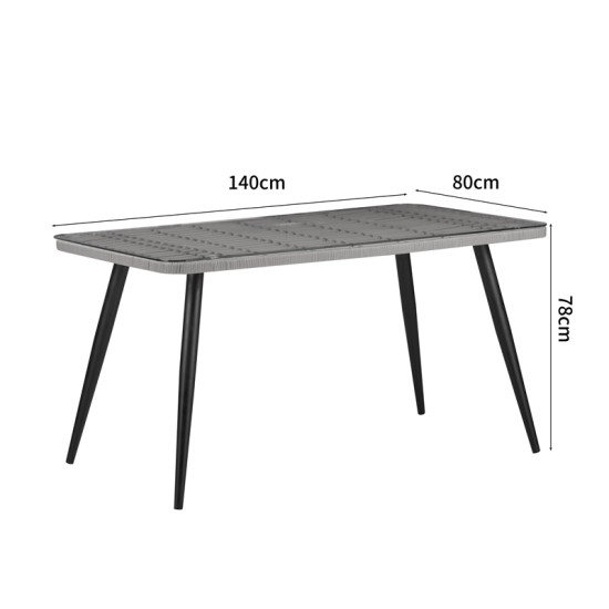 Τραπεζαρία Naoki σετ 5 τεμ  γυάλινο- pe rattan σε φυσική απόχρωση με μαυρα πόδια 140x80x78εκ