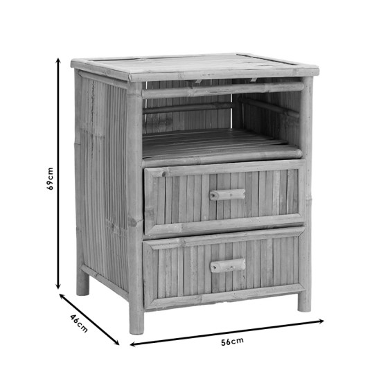 Κομοδίνο Ofra  bamboo φυσικό 56x46x69εκ Model: 141-000021