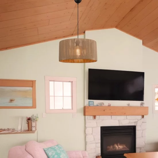 Φωτιστικό οροφής μονόφωτο Lambu  Ε27 σε φυσική απόχρωση Φ40x20εκ