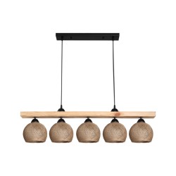 Φωτιστικό οροφής πεντάφωτο Salote  Ε27 σε καφέ-φυσική απόχρωση 100x18x24εκ