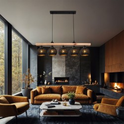 Φωτιστικό οροφής πεντάφωτο Salote  Ε27 σε καφέ-μαύρη απόχρωση 100x18x24εκ