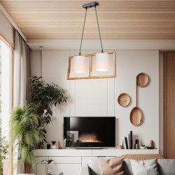 Φωτιστικό οροφής δίφωτο Sereda I  Ε14 σε καφέ-cream απόχρωση 54x14x27εκ