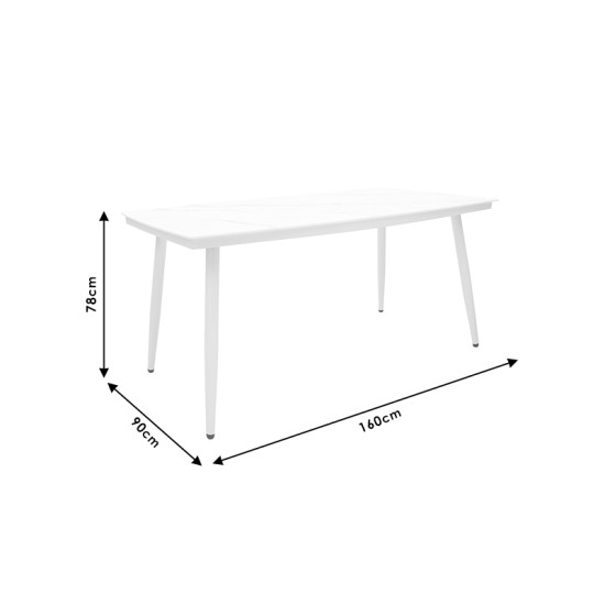 Τραπέζι Zeren  μέταλλο λευκό-γυαλί 160x90x78εκ Model: 151-000005