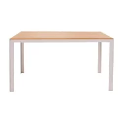 Τραπέζι Nares  αλουμίνιο λευκό-plywood φυσικό 140x80x72.5εκ