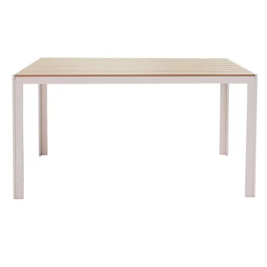 Τραπέζι Nares αλουμίνιο λευκό-plywood φυσικό 140x80x72.5εκ Τραπέζι Nares αλουμίνιο λευκό-plywood φυσικό 140x80x72.5εκ