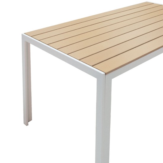 Τραπέζι Nares  αλουμίνιο λευκό-plywood φυσικό 140x80x72.5εκ Model: 152-000004