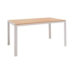 Τραπέζι Nares  αλουμίνιο λευκό-plywood φυσικό 140x80x72.5εκ